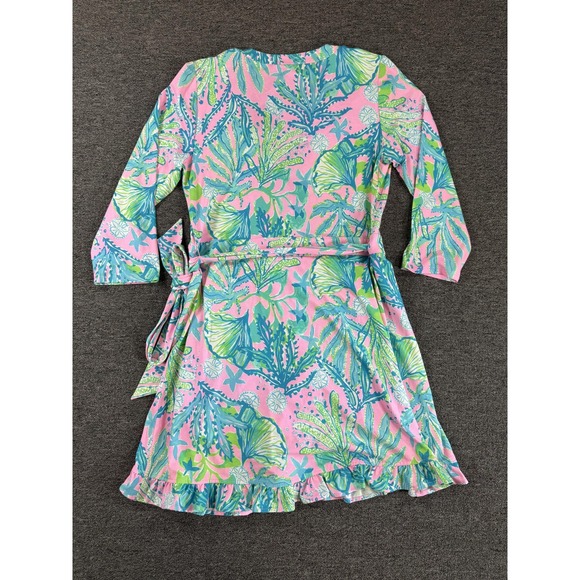 Lilly Pulitzer‎ Romper Womens Large Pink Jessalynne Wrap Romper Dress Mandevilla - Picture 4 of 10